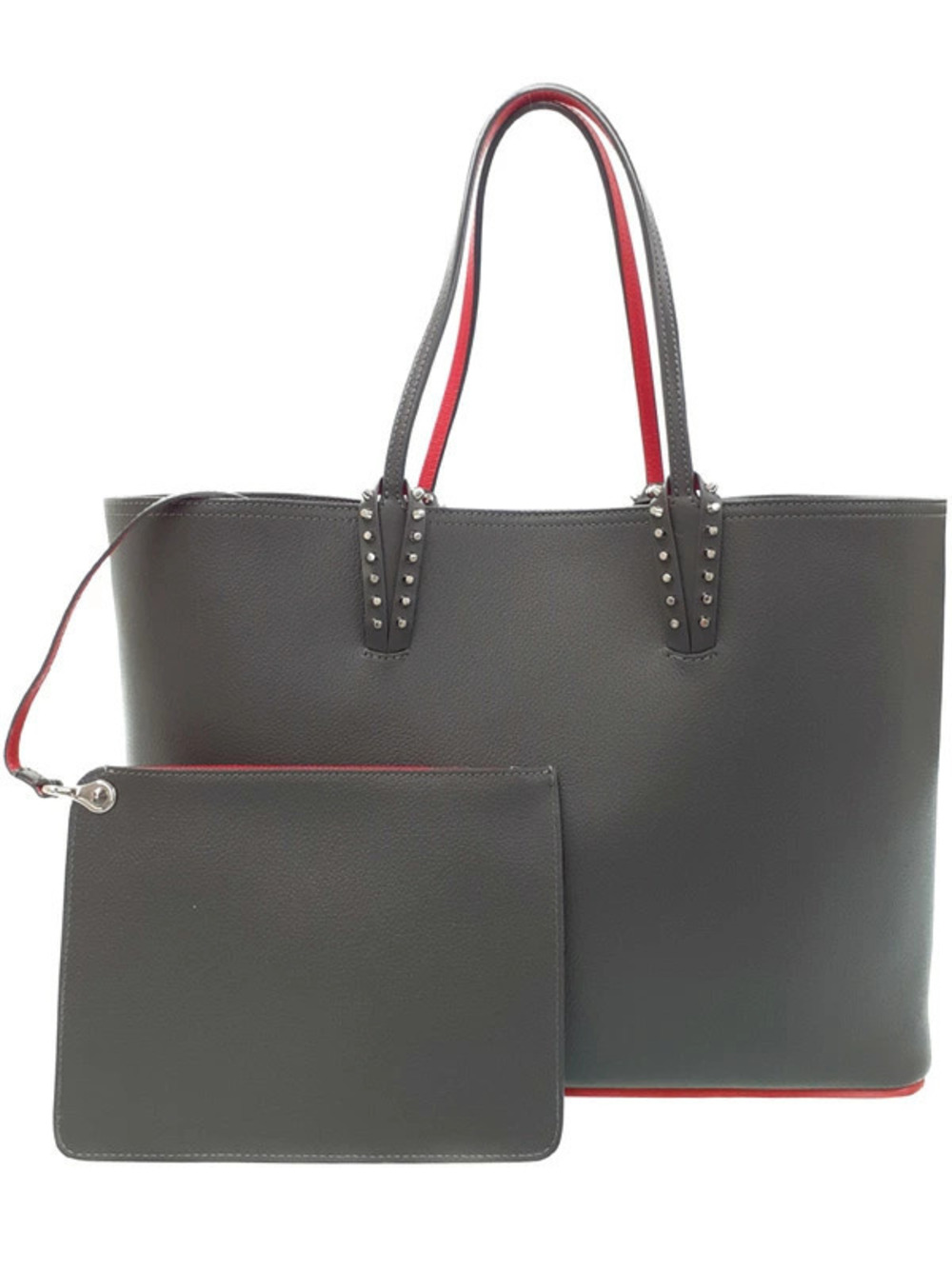 Christian Louboutin CABATA Tote Bag Leather Stud Black Red